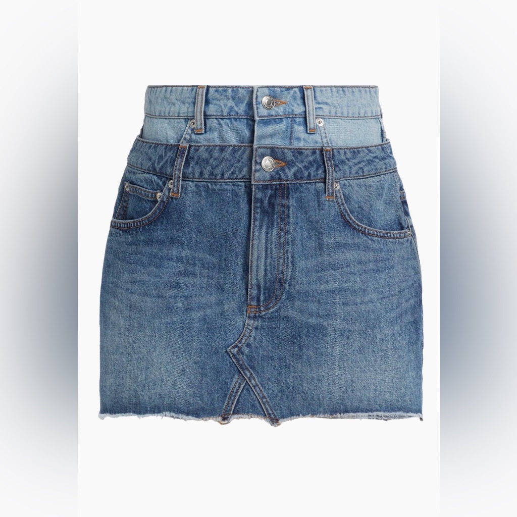 Simkhai Salix Double Waistband Denim Miniskirt